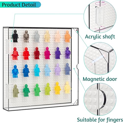 Miniatura 10 de JOYMOMO Vitrina de minifiguras de acrílico para montaje en pared, exhibe y protege tu colección de minifiguras de bloques de construcción (sin
