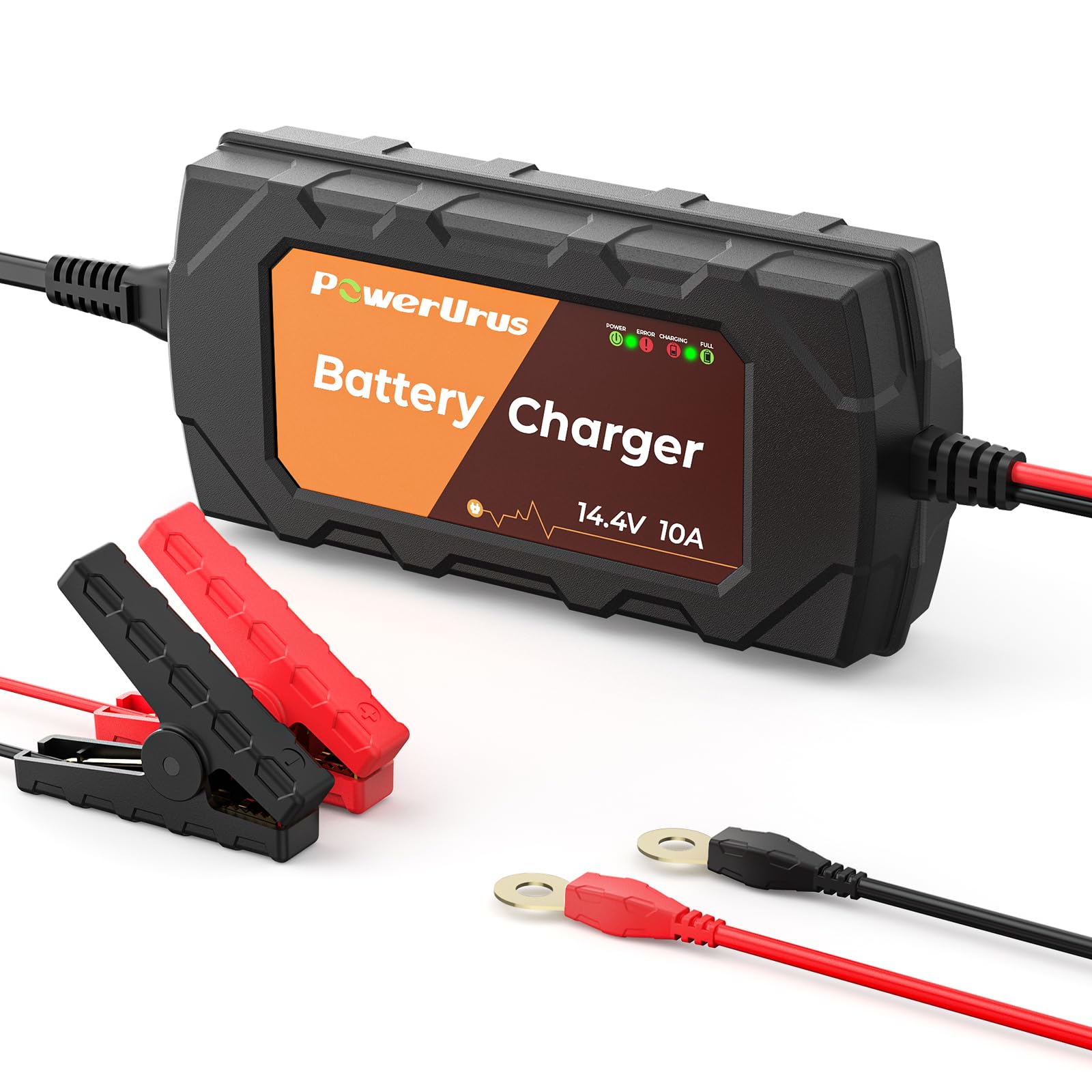 12V 10A Lithium Battery Charger, PowerUrus 12V 10A LiFePO4 Battery Charger, Samrt 12V Lithium Battery Chargers, 12V Trickle Battery Chargers, 12v Battery Maintainer for Deep Cycle Battery of Boat, RV