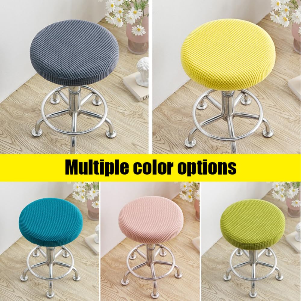 Lot de 2 housses de tabouret rondes pour chaise - Housse élastique - Housse de tabouret pivotant - Lavable - Pour tabouret rond de 30 à 40 cm de diamètre - Gris