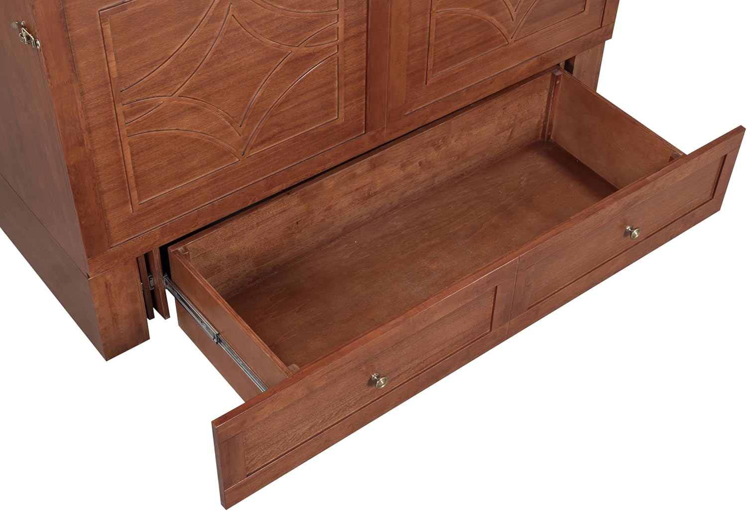 Mega Solutions Breeze Cabinet Chest Bed with Charging Station 6 Inch, Queen (Sunset Oak)