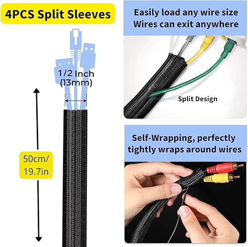 Miniatura 5 de Kit de organización de cables, 67 clips adhesivos para cables, organizador de cables de escritorio Topavatop 22 correas de cable reutilizables, 4