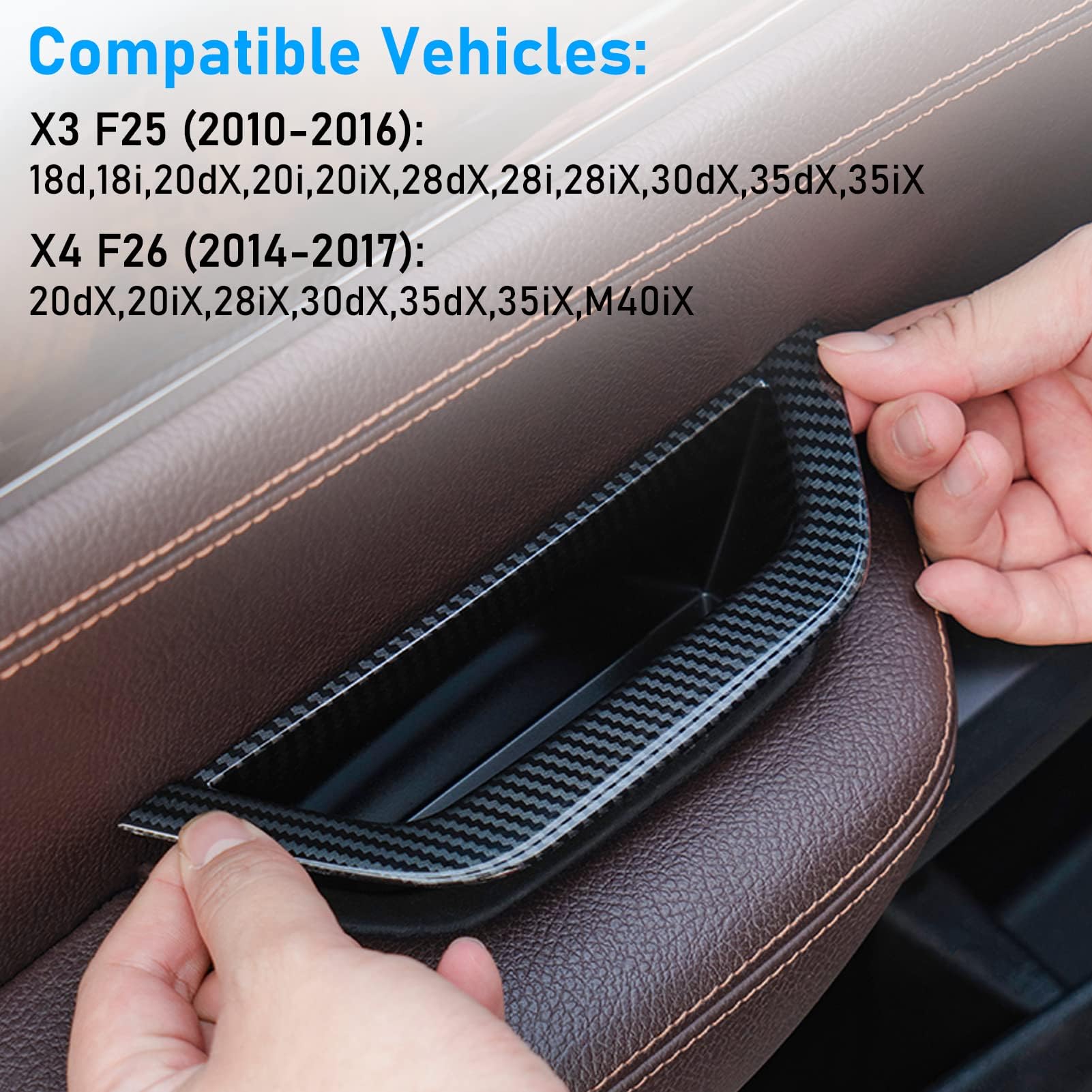 Türgriffabdeckung kompatibel mit bmw X3 F25 Türgriff Innen 2010-2016 Türgriff Links für X4 F26 2014-2017 Innengriffe Vorne links -Kohlefasermuster