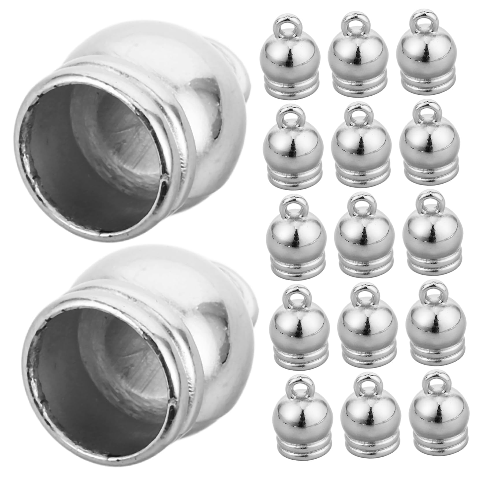 Housoutil 50pcs Electroplated Tassel Caps Jewelry Making DIY Accessories w Leather End Caps Cord End Stoppers