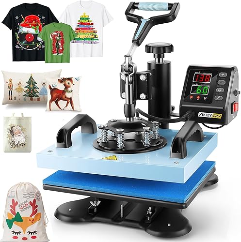 AKEYDIY Prensa de calor, máquina de prensa de camisetas de 12 x 10 pulgadas, máquina de prensa de calor digital preciso con control LCD, máquina de