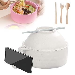 Microwave Ramen Bowl Set with Strainer, Lid & Utensils, Dorm Essentials