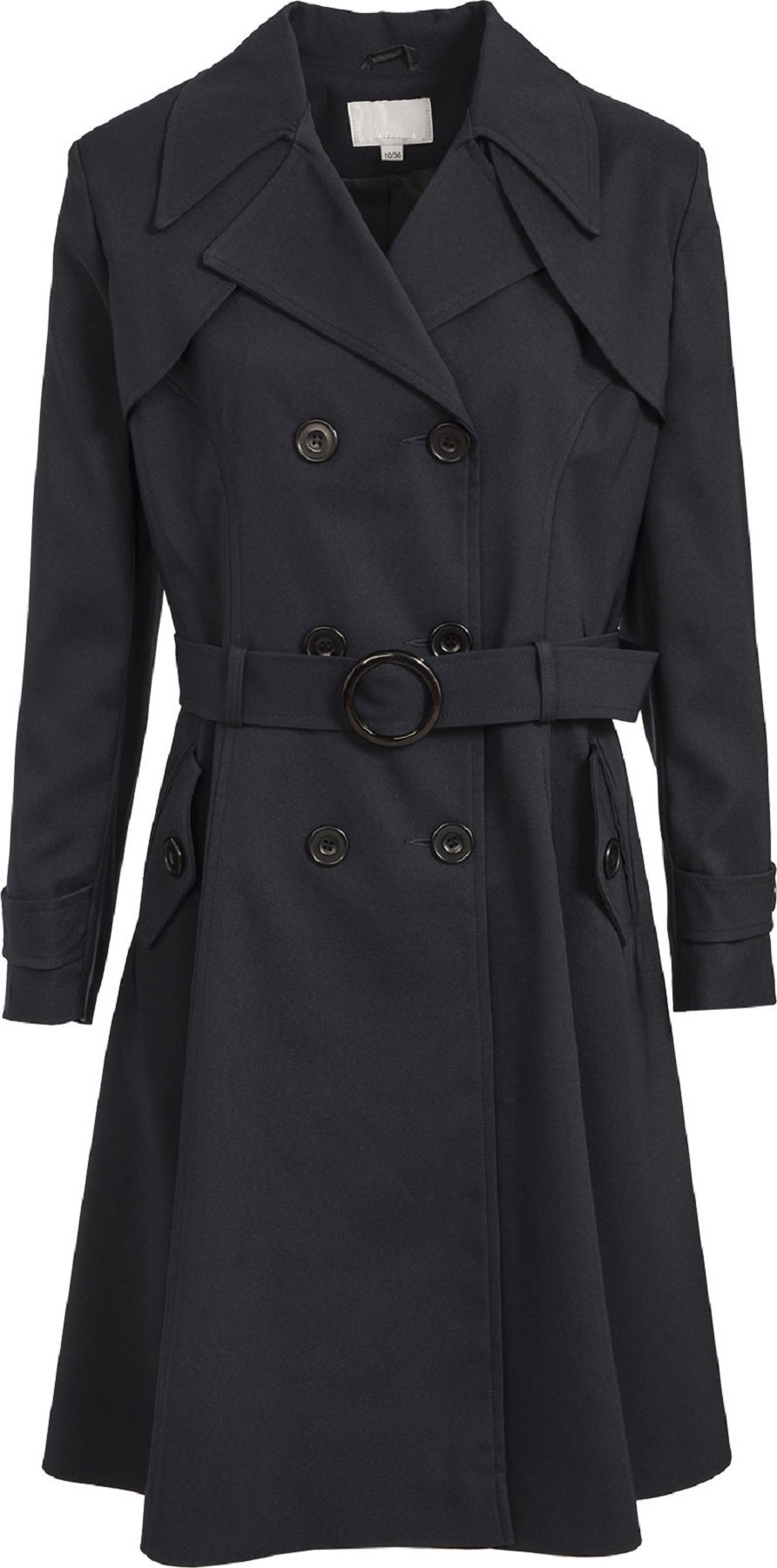 De la Crème Women's Trench Coat Spring/Summer Autumn Ladies Lightweight Belted Mac Trench Coat (22, Black)