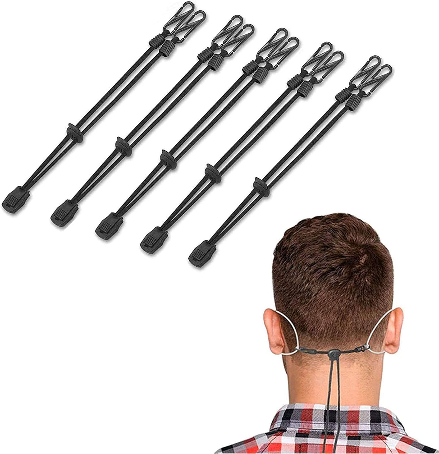 Mask Extender Strap Adjustable Ear Saver for Masks, Anti-Slip Mask Buckle Rope (5pcs)