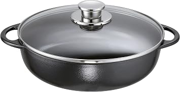 Schulte-Ufer Rustika 1633-28 s Farmers Frying Pan 28 cm with Lid Black