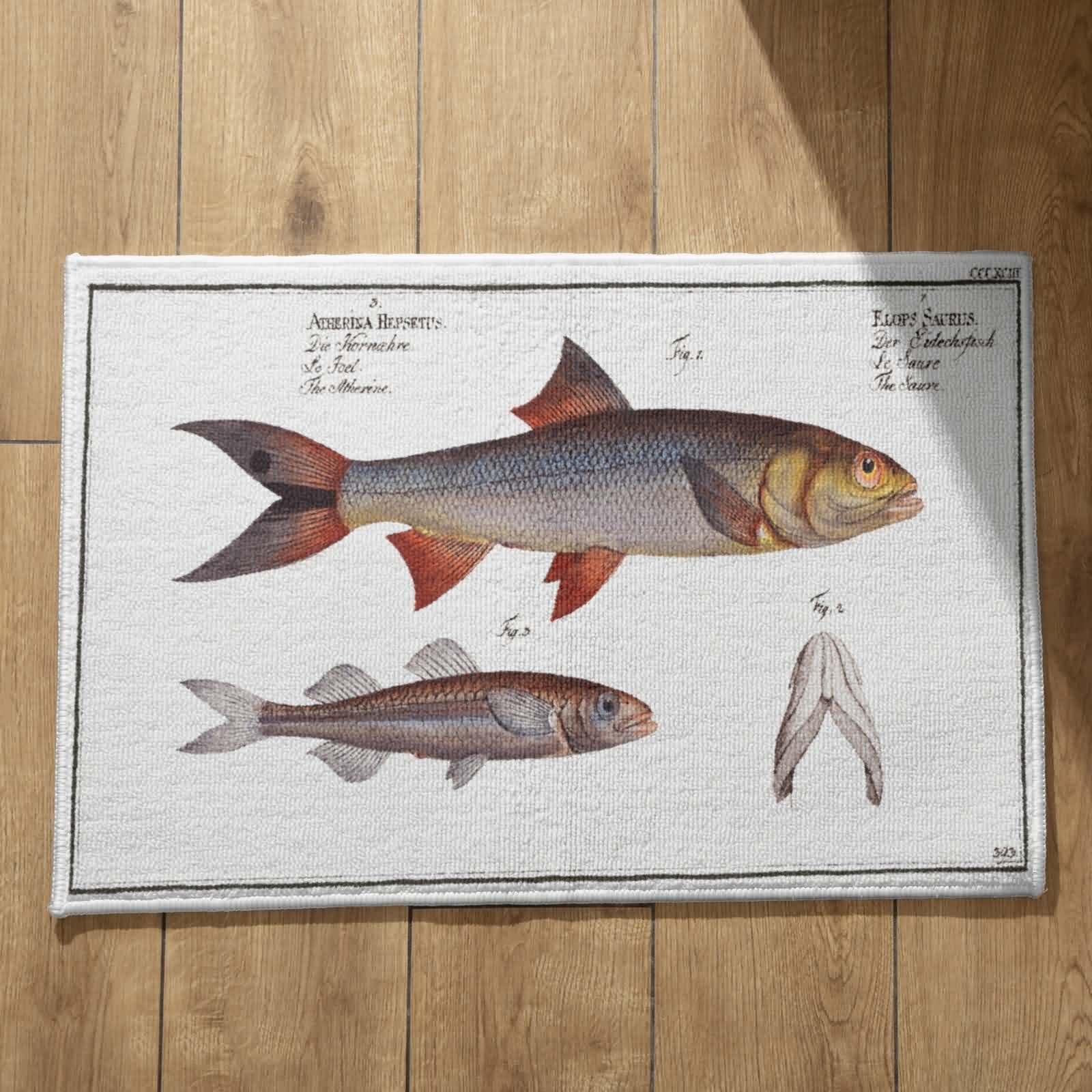Tapis de porte d'entrée long CEVAN en flanelle douce à motif poisson 50x80cm