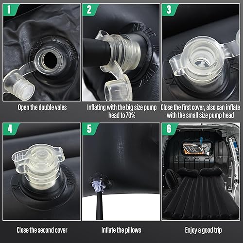 Miniatura 7 de NovelBee Colchón inflable de aire para coche con muelles de aire redondos, colchón inflable de aire para camping, cama de dormir portátil para