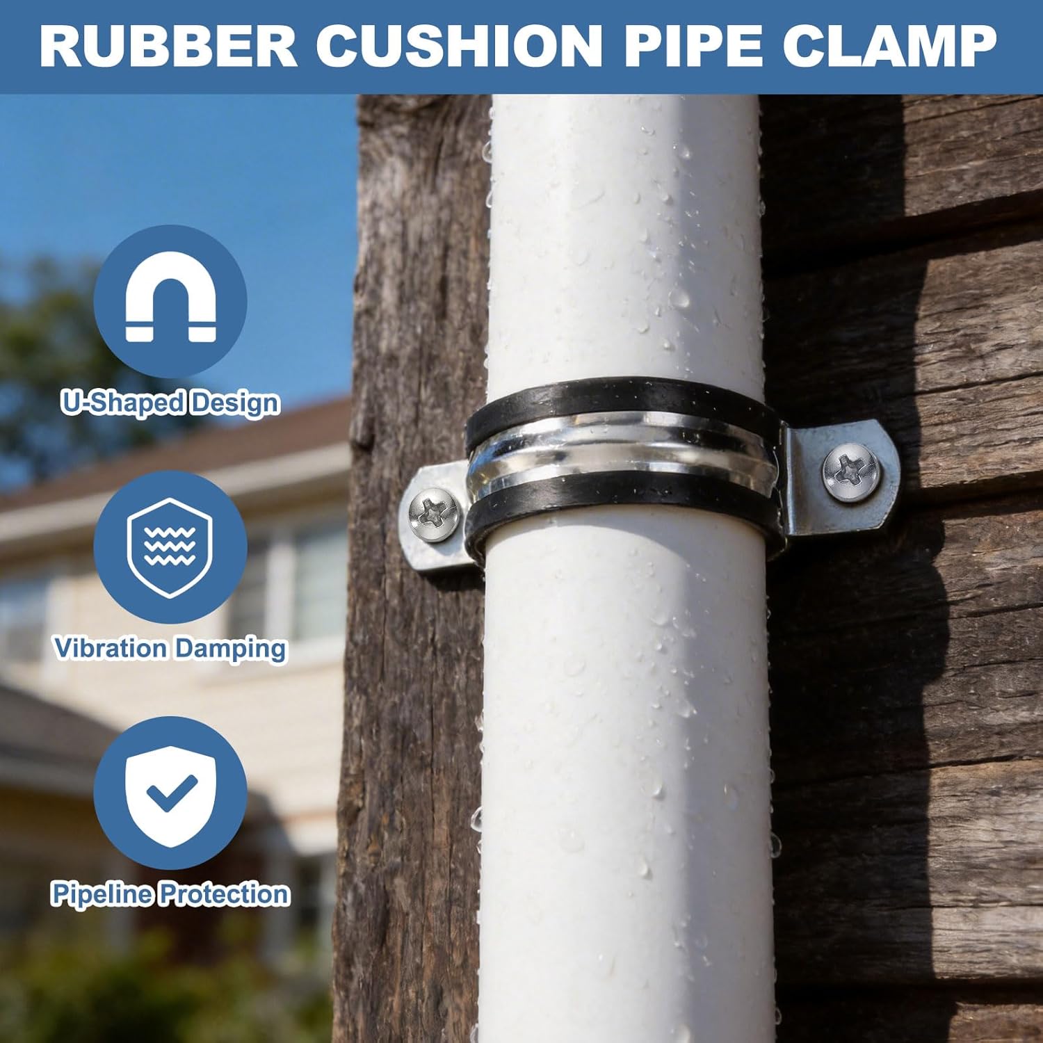 uxcell 15 Pcs Pipe Strap Clamp, 10mm(0.39") Rubber Cable Clamp Rubber Cushioned 304 Stainless Steel U Bracket Tube Holder Support with Screws for Water Pipe HVAC Cable Management