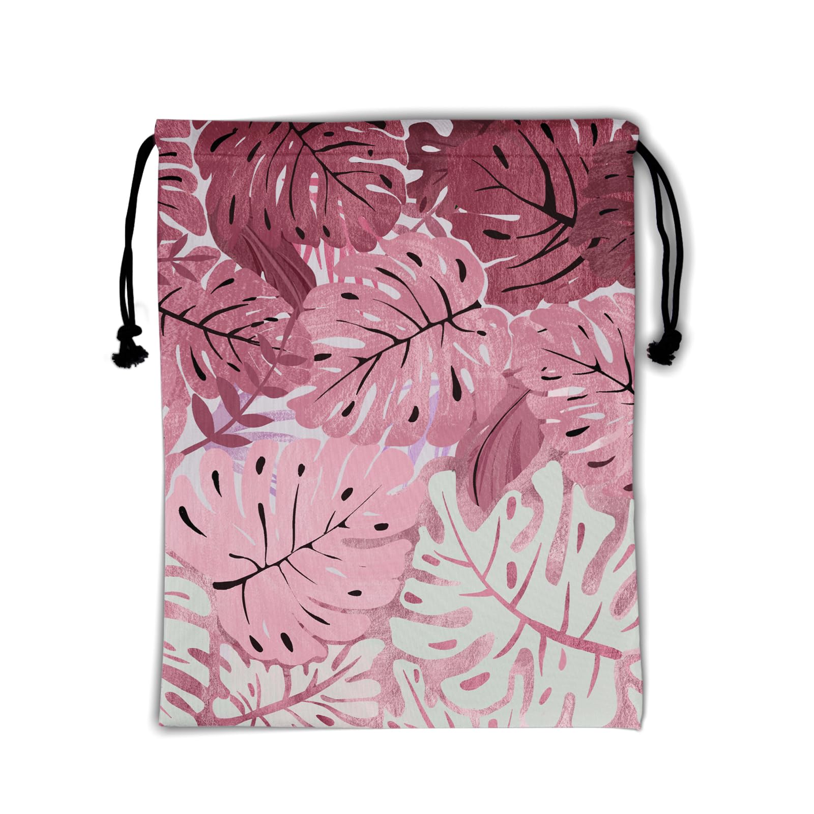 Palm Leaves Gymnastics Grip Bags Pink Lightweight Athlete String Bag for Women Outdoor Grips