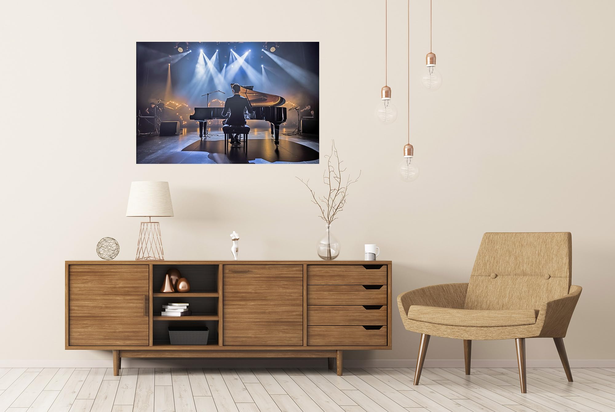 islandburner Prime, poster XXL con Stampa sul retro, giovane pianista maschio, suonare il pianoforte, strumento musicale, immagini di alta qualità