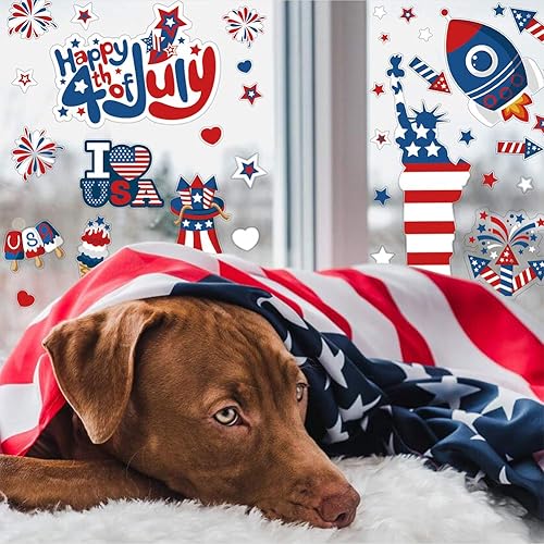 Miniatura 5 de CCINEE Adhesivo patriótico para ventana del 4 de julio, Día de la Independencia de Estados Unidos para decoración de vehículos del hogar del Día de