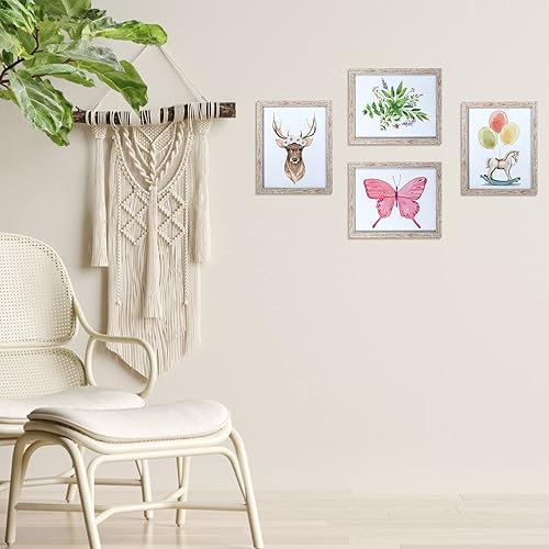 Miniatura 7 de Lyeasw Juego de 12 portarretratos rústicos de 8 x 10 pulgadas, marcos de fotos de granja con múltiples vetas de madera para pared o mesa, color beige