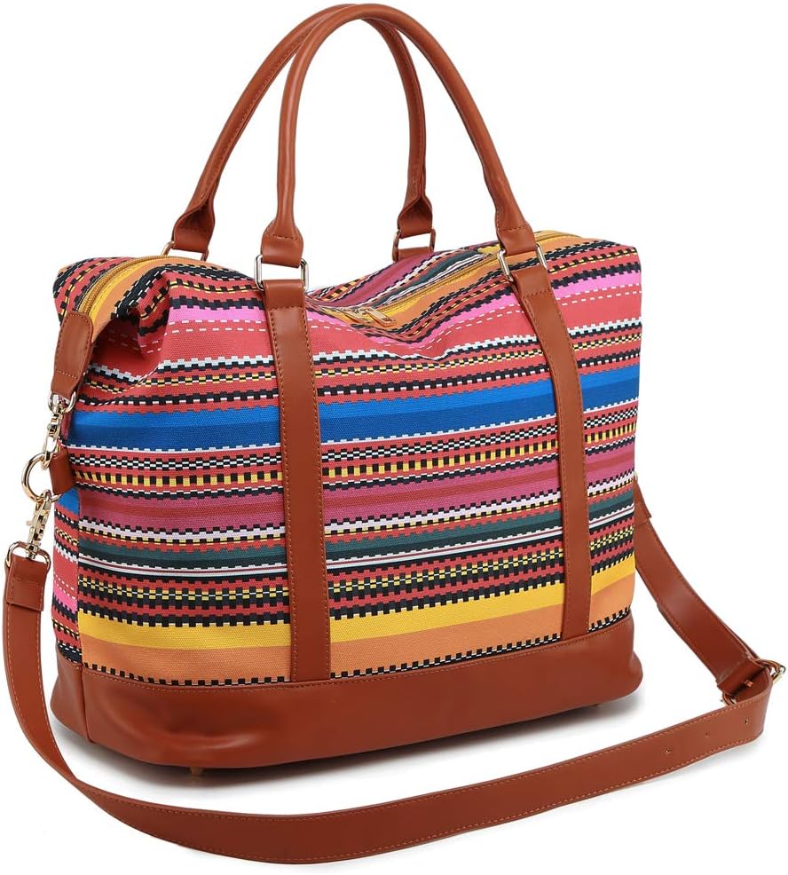 Women Ladies Canvas Weekender Bag Overnight Carryon Tote