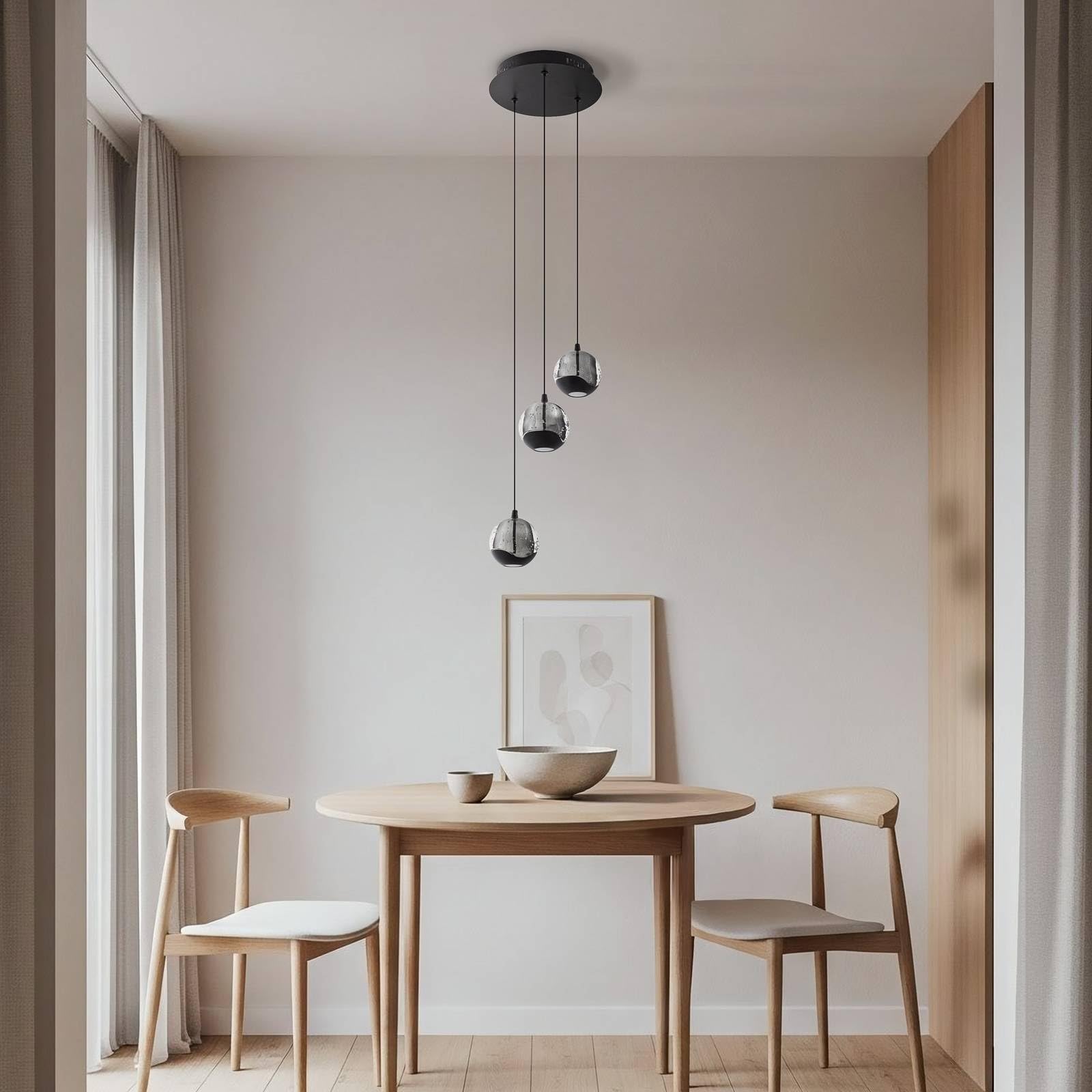 Lucande Lampada a sospensione (Moderno) colore Trasparente, in Vetro ad es. Soggiorno & Sala da pranzo lampadina inclusa lampada vetro