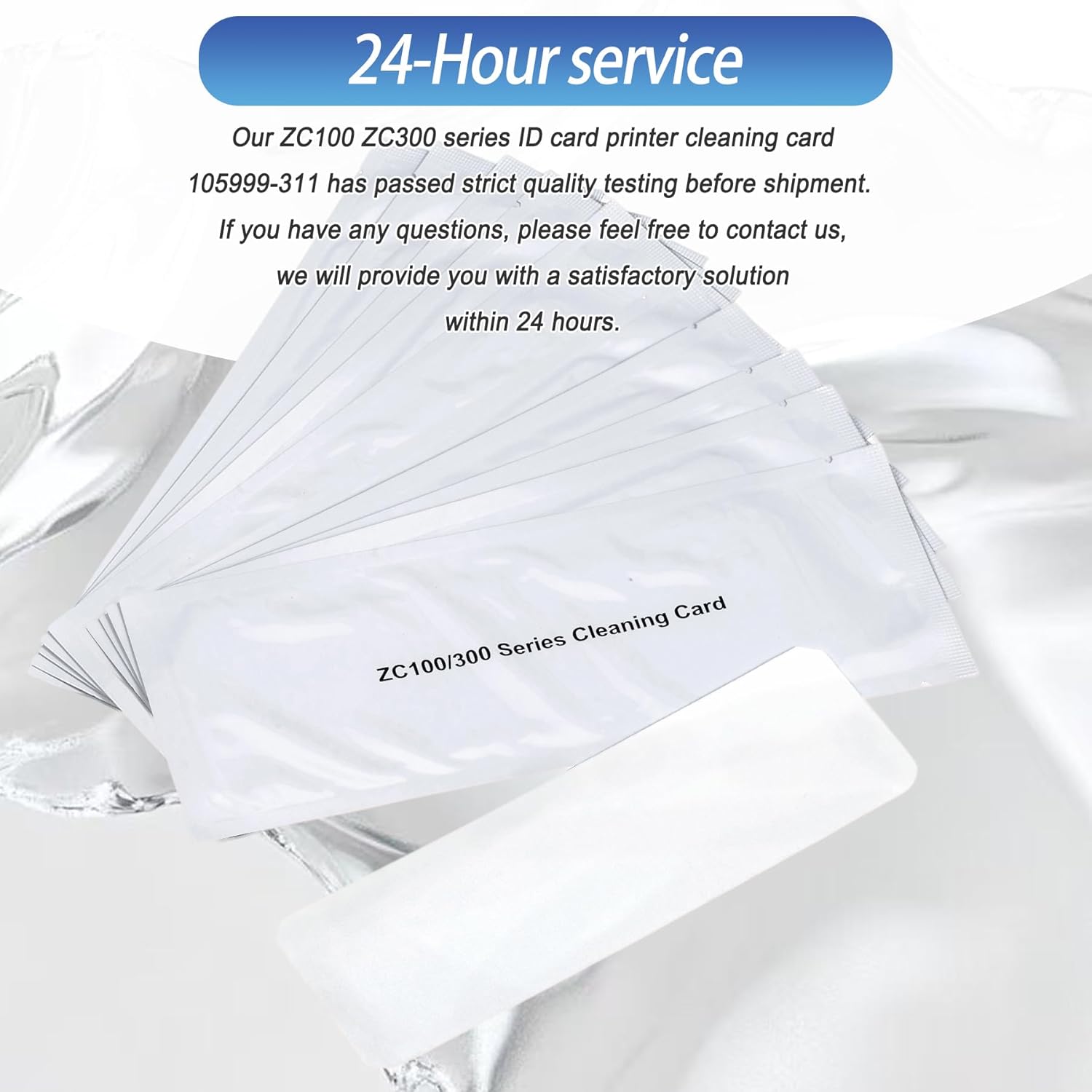 ZC100 ZC300 Cleaning Card for Zebra ZC100 ZC150 ZC300 ZC350 ID Card Printer, 10Pcs Single-use Cleaning Card for Easy Use (105999-311)