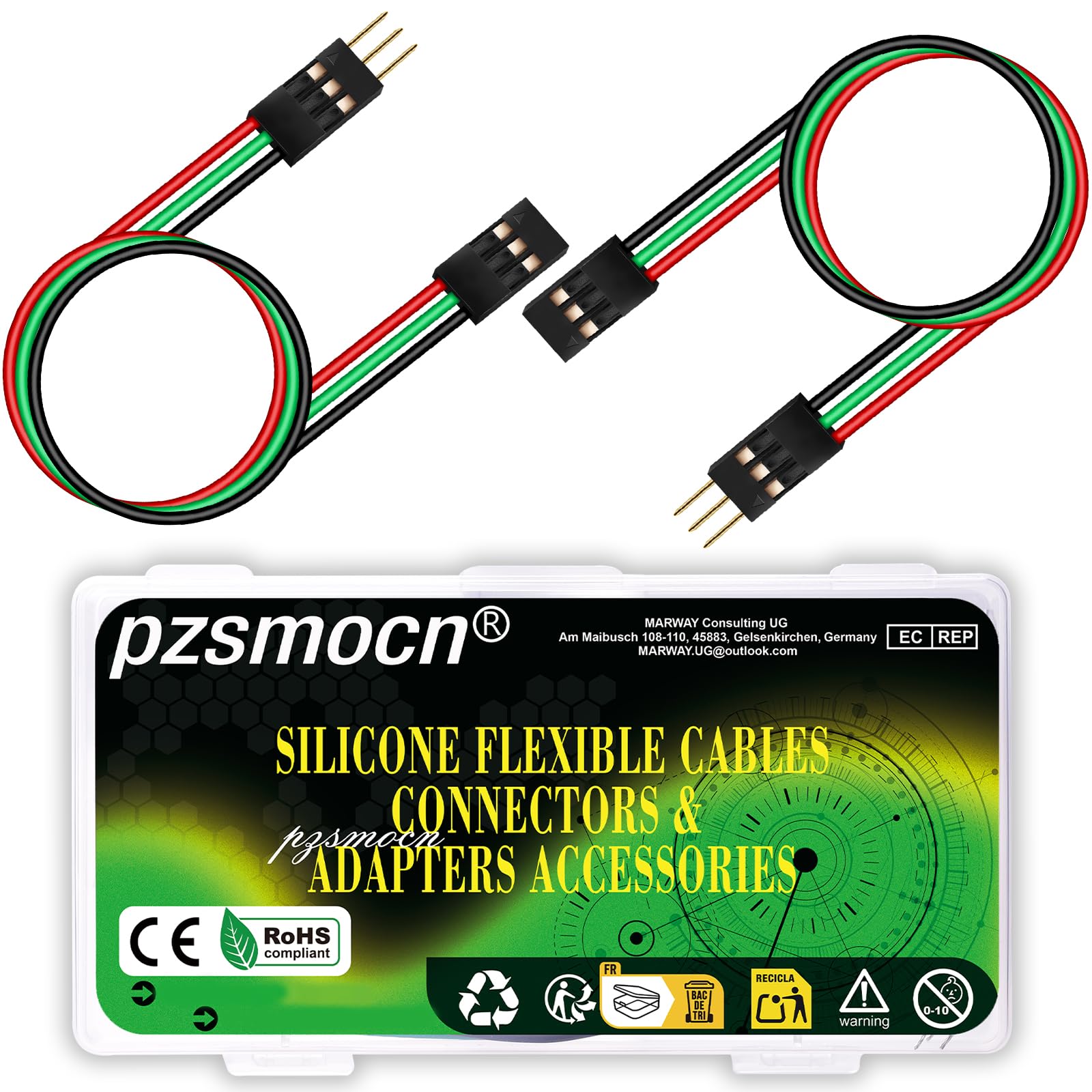 pzsmocn 15 Sets / 75 Pcs for Dupont 2.54mm 3-Pin Male-Female Connector Kit