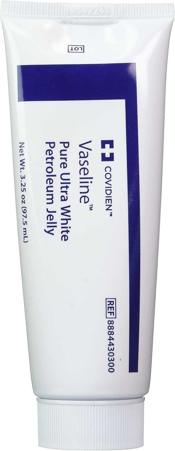 Kendall Vaseline Pure Ultra White Petroleum Jelly 3-Pack, 3.25 oz Tubes - Medical Grade Stable Lubricant