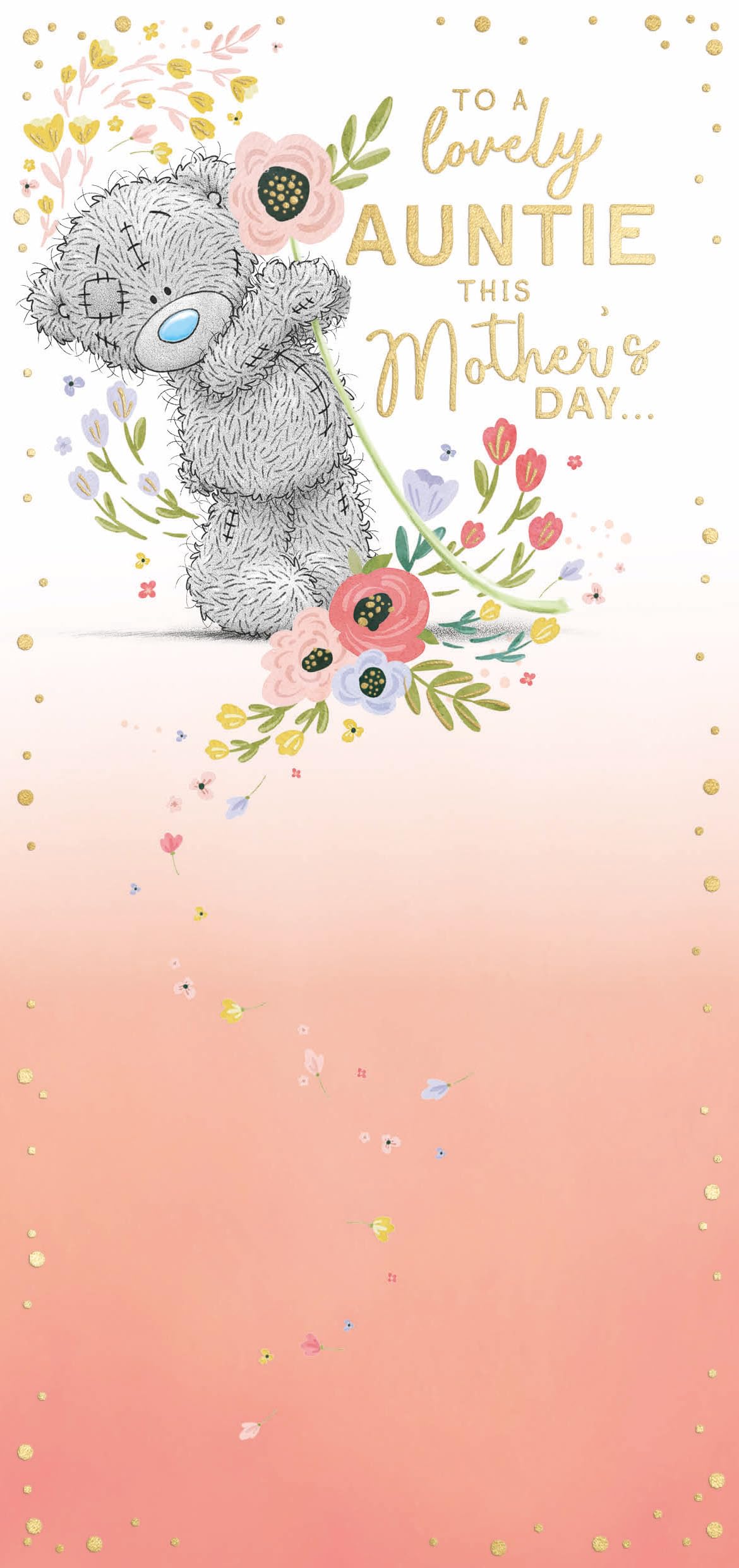 Me to You Tatty Teddy 'To a lovely Auntie' Mother's Day Card 4 x 8" - Official Collection