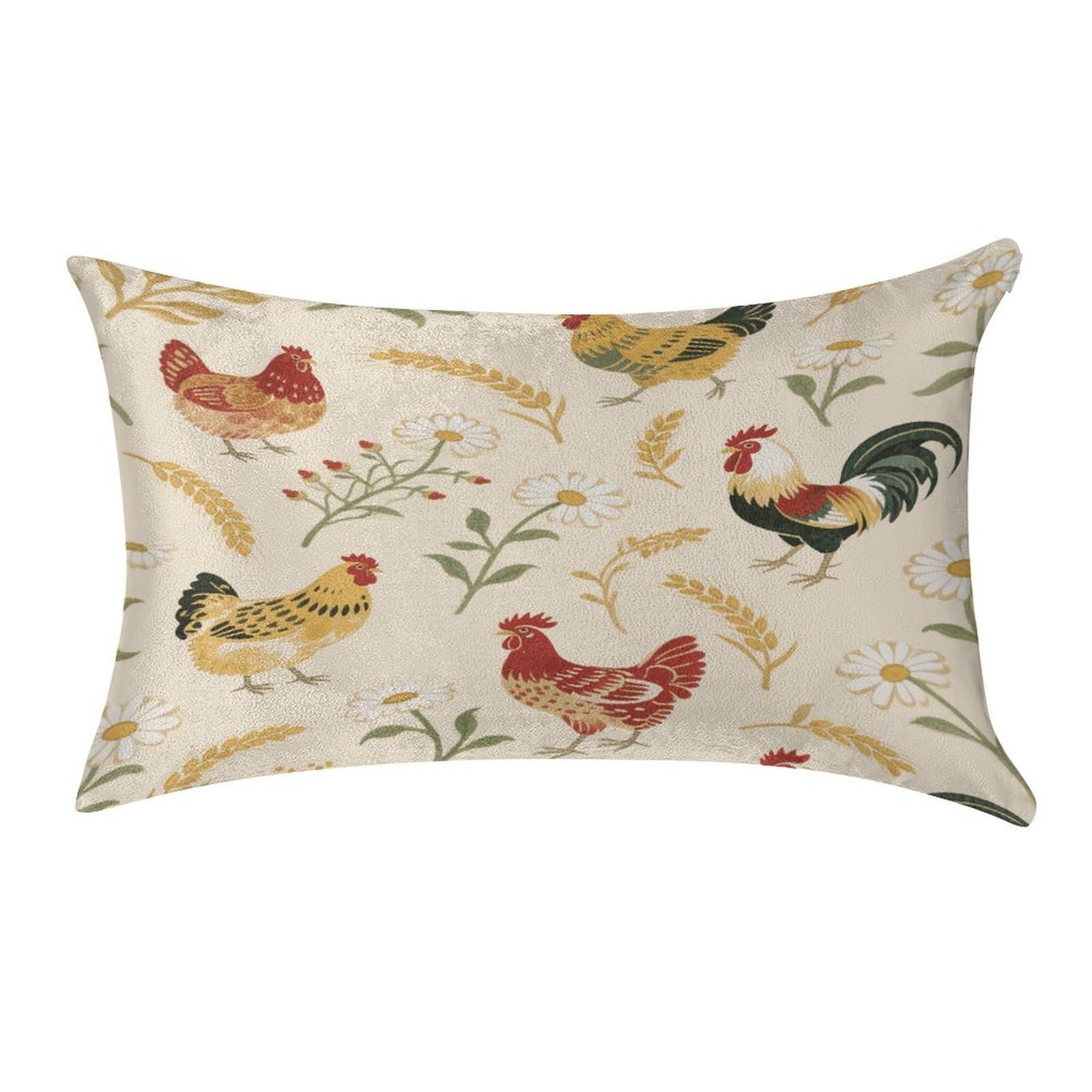 VstaDank Chicken and Rooster Print Pillow Covers Rectangular Cushion Case Cozy Decorative Throw Pillowcase Luxury Lumbar Pillow Shells with Zipper Soft Velvet Pillows Shams 12 X 20 in