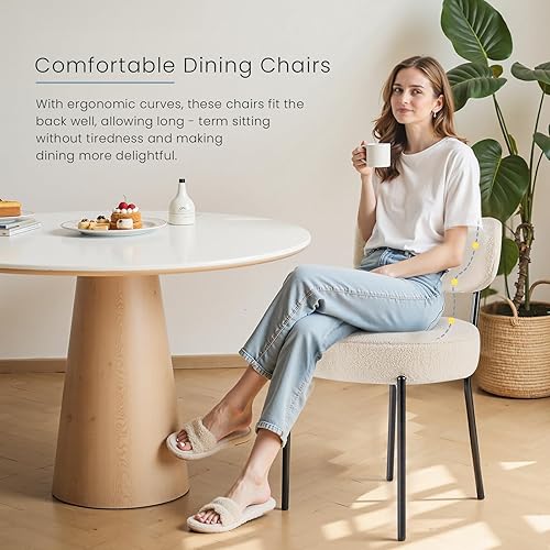 Miniatura 6 de DUMOS Juego de 4 sillas de comedor, sillas modernas de mediados de siglo, respaldo curvado tapizado, sillas de cocina, sala de estar con patas de