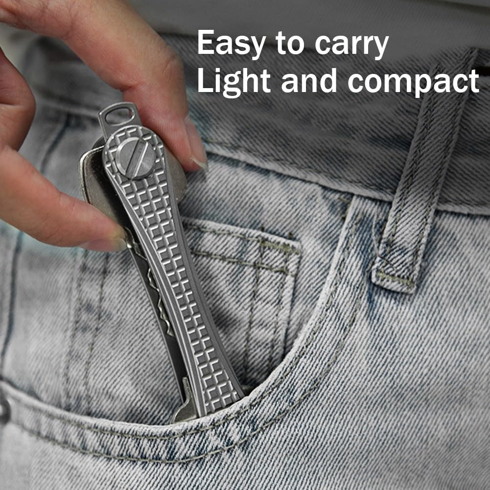 [Wajbpom] チタン合金キーオーガナイザーメンズミニキークリップ車のキーバッグウエストハンギングキーチェーンフック耐久性