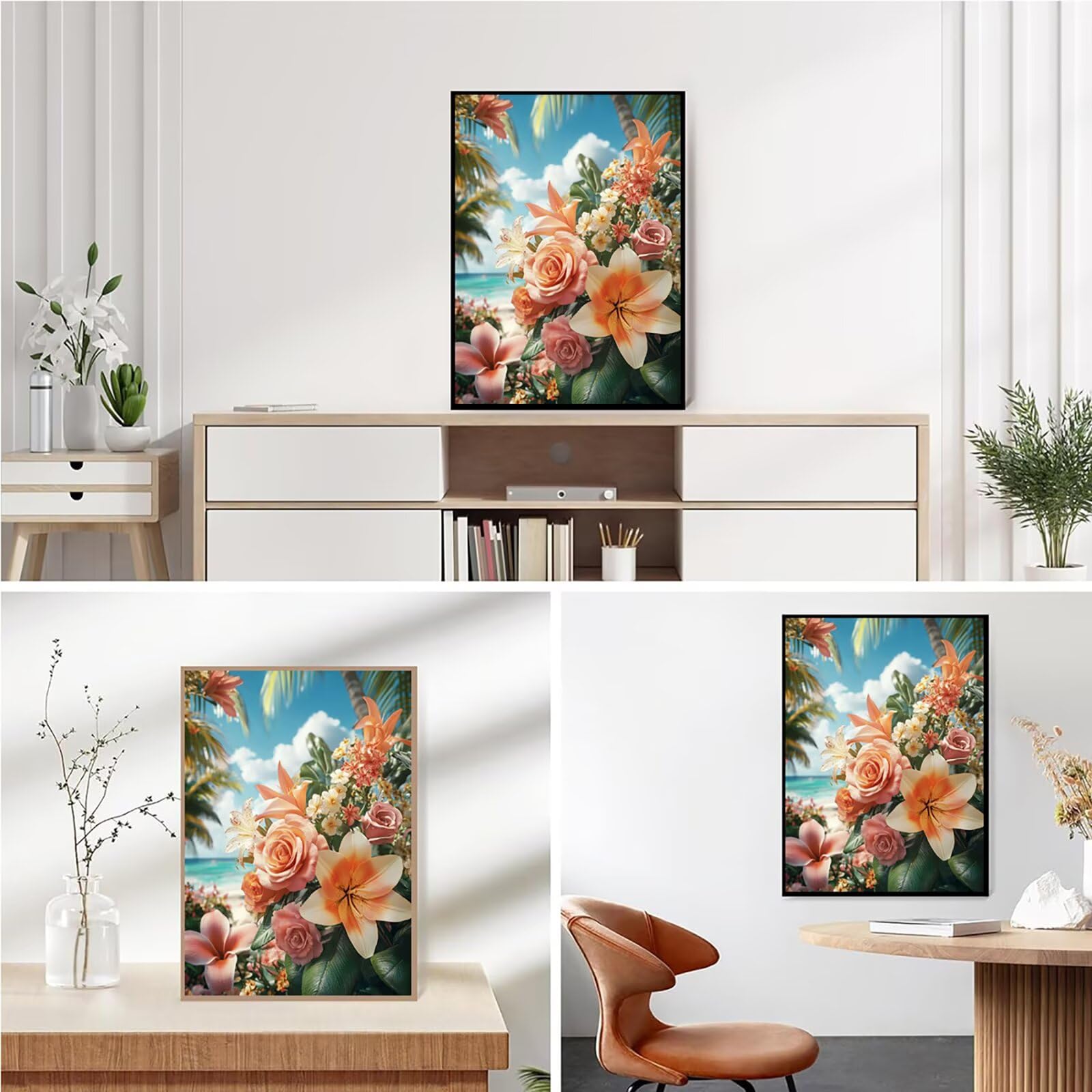Diamond Painting Kit Completo, Diamond Painting Tropicale, 5D Quadrato Pittura Diamante Kit Manualidades Adultos DIY Diamantini Crystal Art Disegni Ricamo Punto Croce Artigianale,80x100cm Fiori j0-702