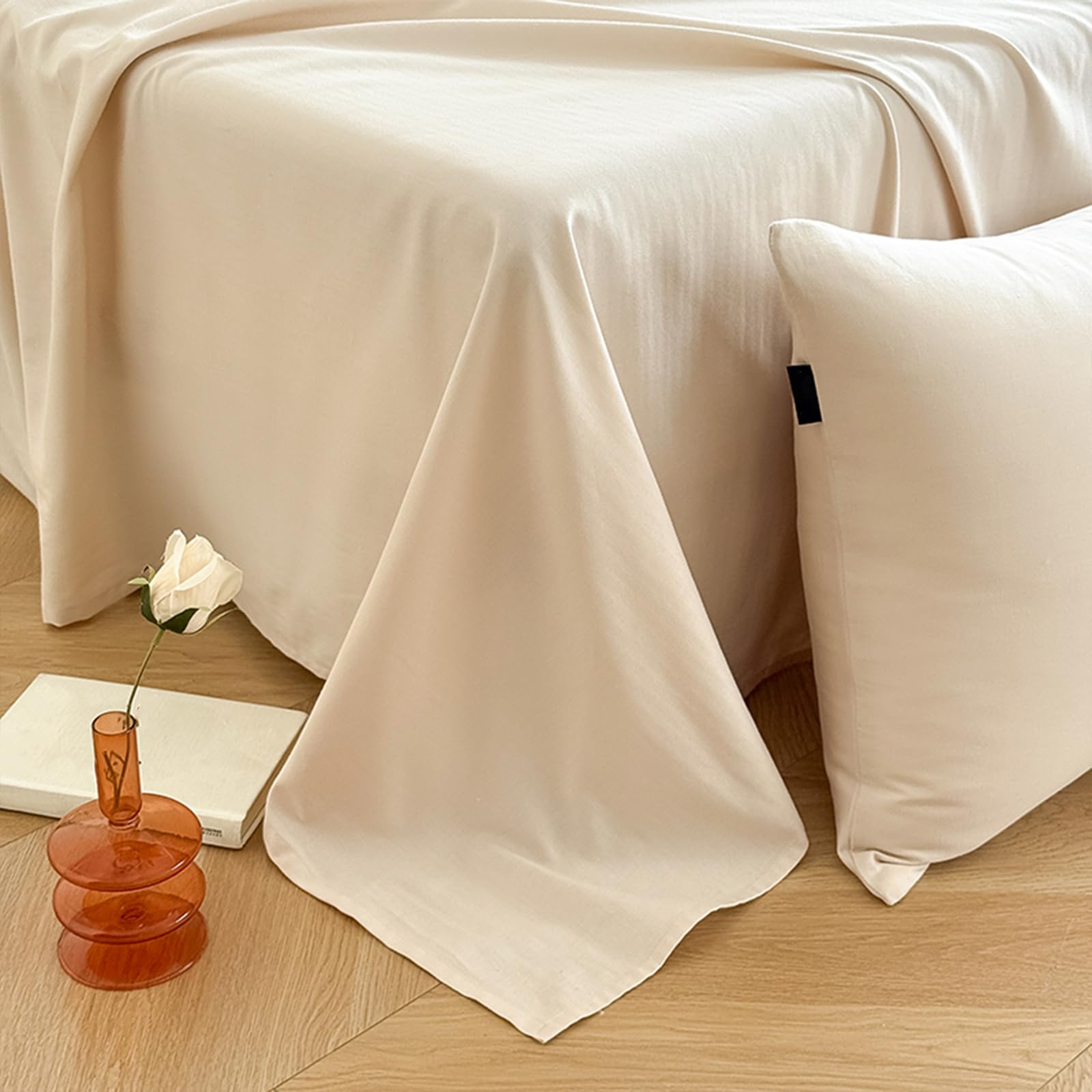 Bettlaken ohne Gummizug 245x250cm Grau | Baumwolle,Extra großes Bettlaken,Einfarbig,Sommerlaken，weiches und atmungsaktives,mit 2 x Kissenbezug von 50 x 75 cm