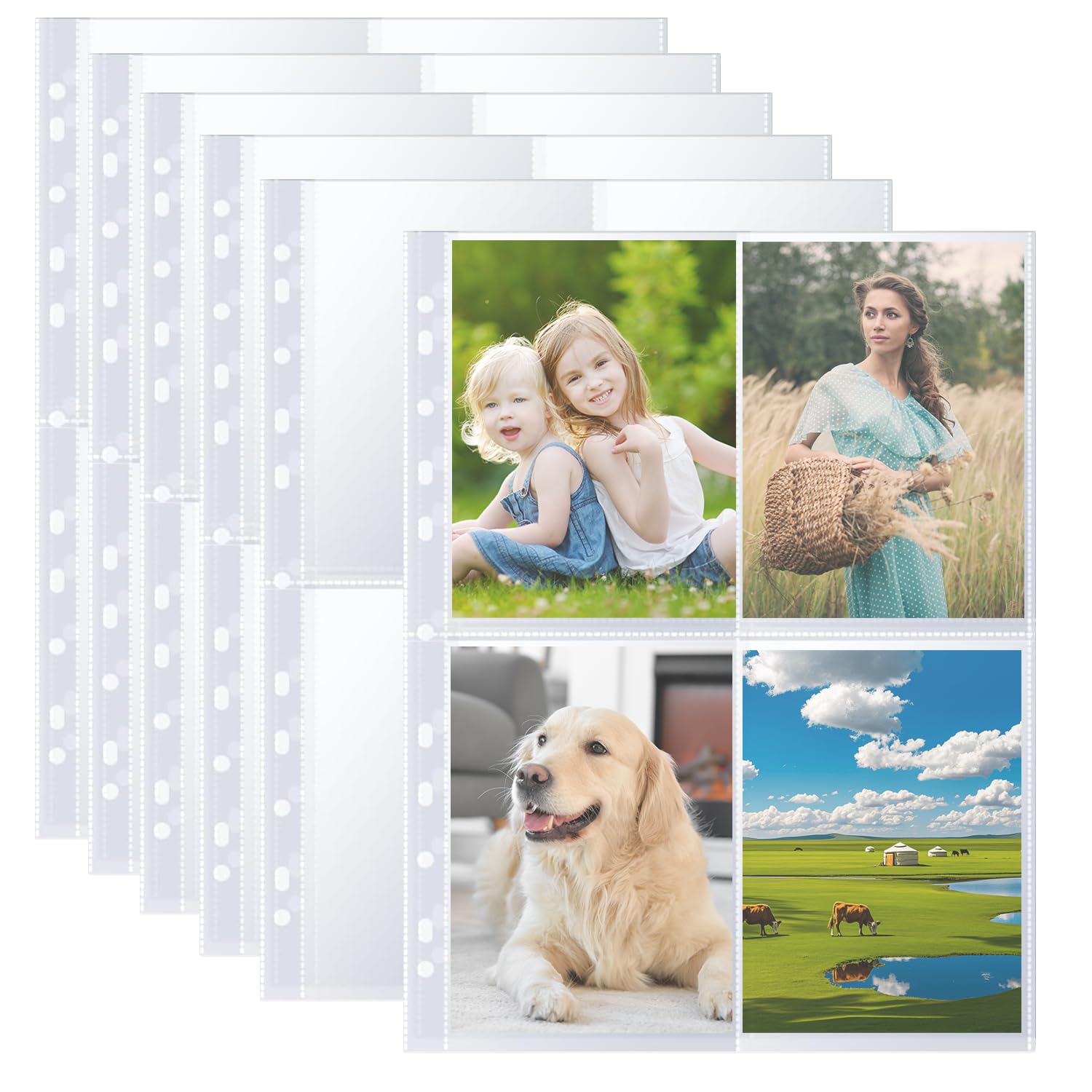 60 sztuk strony uzupełniające do albumu fotograficznego, 480 kieszeni na zdjęcia do 2/3/4 zeszytu z obręczą, dwustronne 4 kieszenie na zdjęcia, ultra-przezroczyste kieszenie na pocztówki PP
