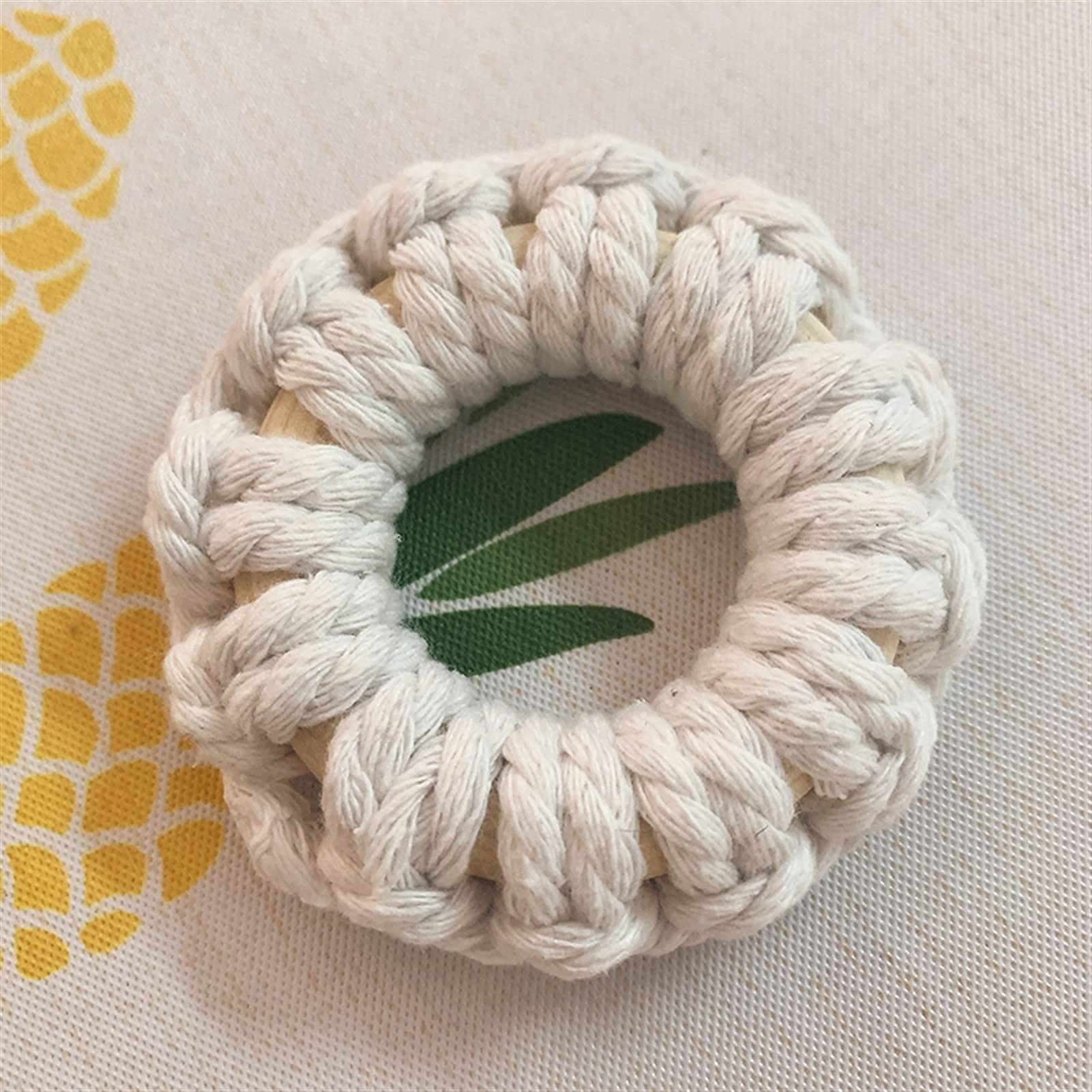 2 Porte-Serviettes En Macramé Maxqzin - Coton Et Bois - Blanc Et Marron - Déco Cuisine Ou Salle De Bain