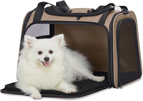 Vista 20 de PETSFIT Transportador de mascotas aprobado por aerolíneas con alfombrilla extensible, transportador de perros para perros pequeños, aprobado por
