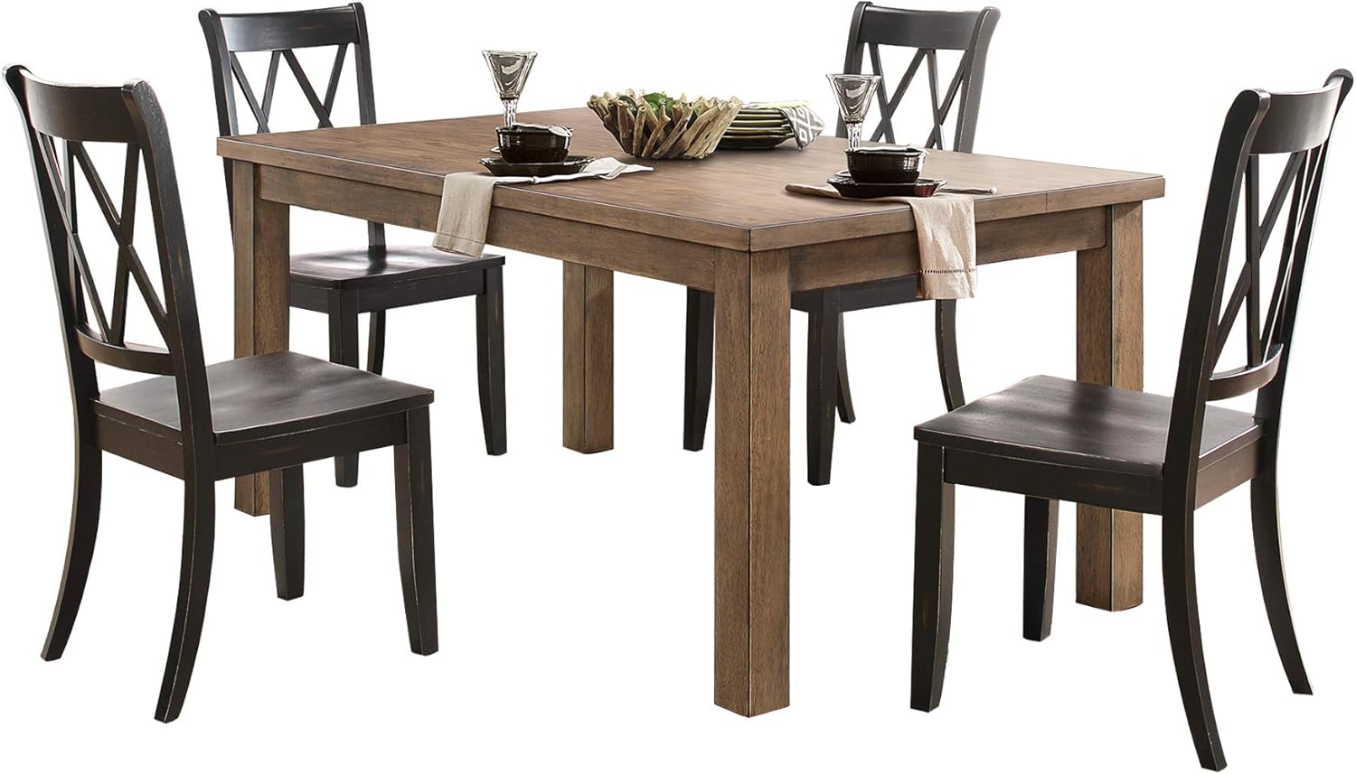 Lexicon Janina Dining Room Chairs Set of 2, Modern Farmhouse Dining Chairs Set of 2, Solid Wood, X Cross Back, for Traditional Modern Ranch Style Kitchen, Armless, Easy Assembly, Teal