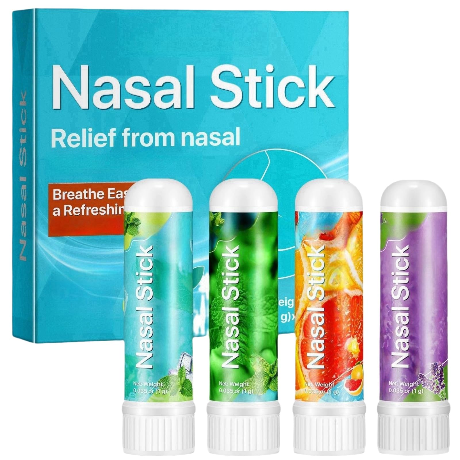 4PCS Nasal Stick,He/rbal Spray Cleansing Lung,Natural Refreshing Nasal Inhaler Stick,Lung Cleaning Inhaler,Non Irritating Gentle Safe Dry Nose,Natural Nasal Inhaler,Lung Enhancement
