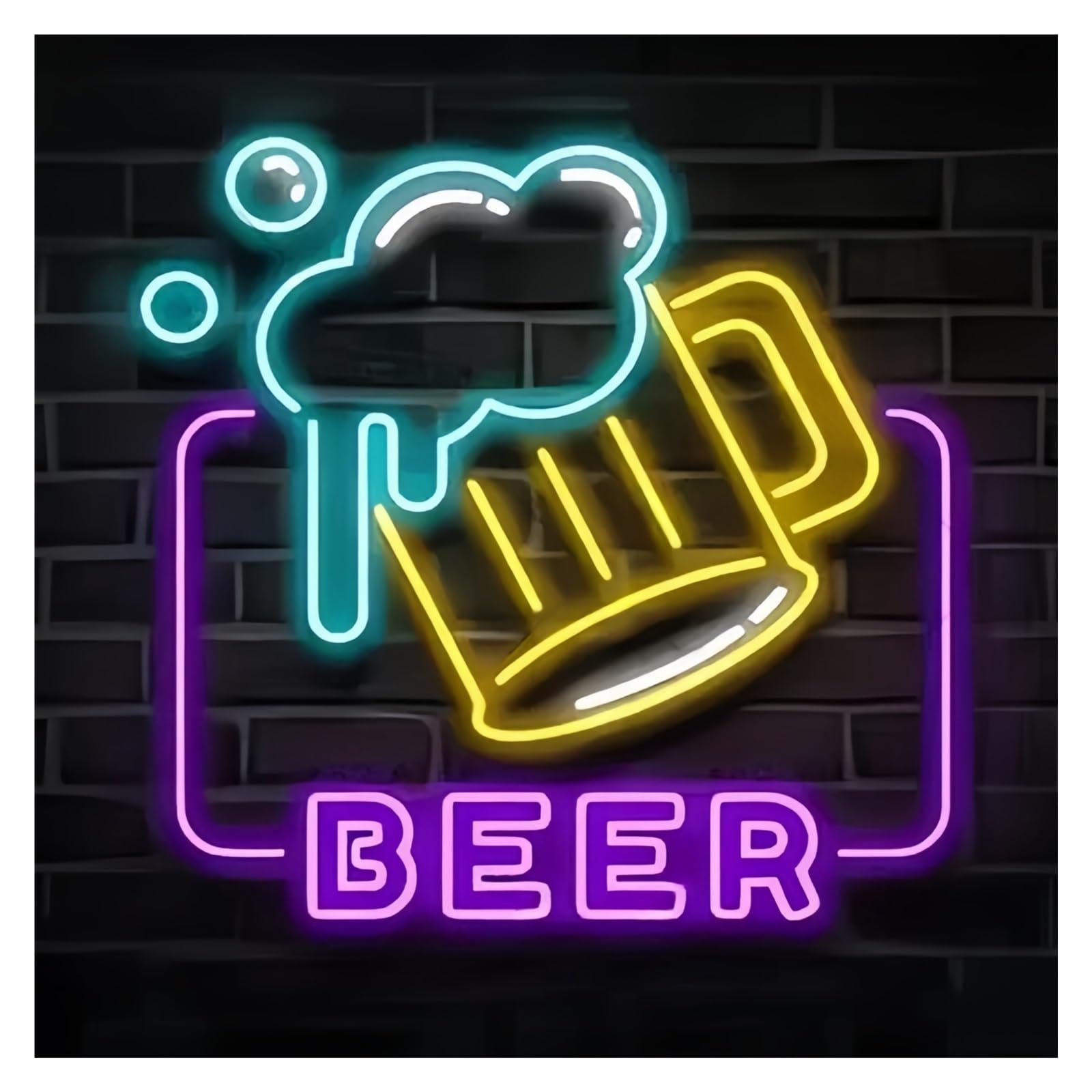 LEMST Signs Lamp Beer Neon Sign USB Powered Adjustable Brightness Bar Neon Lights for Club Bistro Party Wall Decoration 30cmx30cm