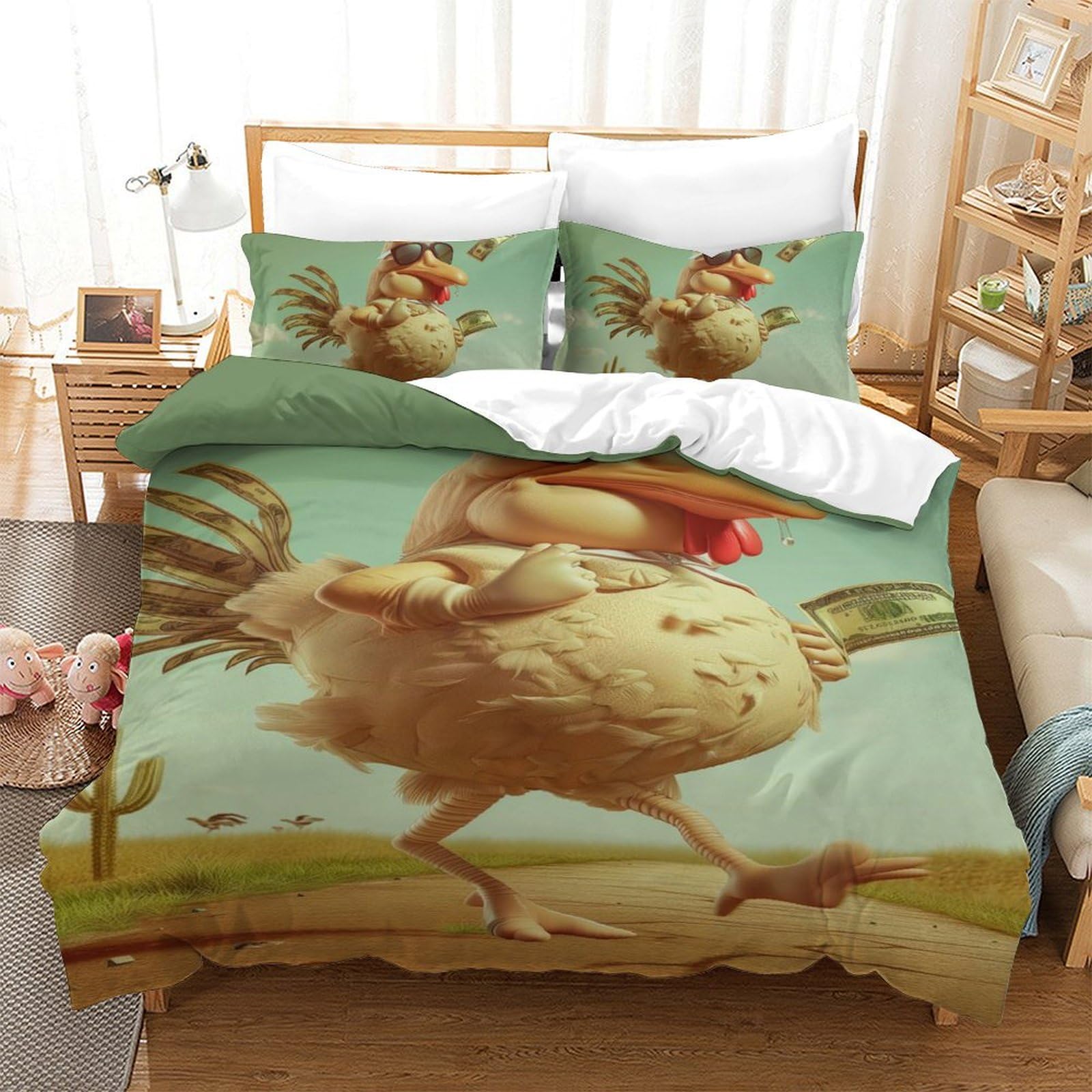 Housse de couette Le Coq 140x200cm en microfibre douce avec sa taie d'oreiller