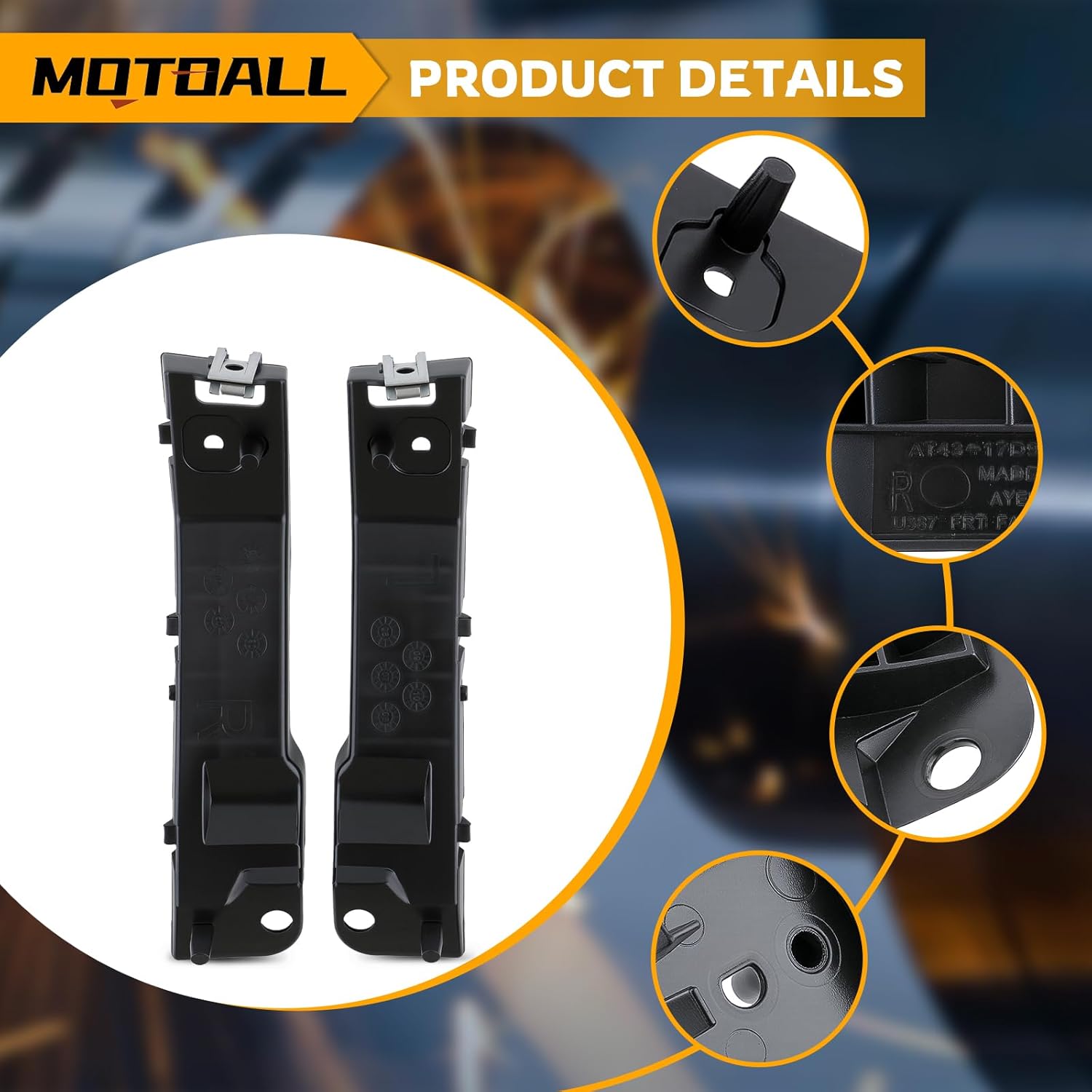 MOTOALL Pair Front Bumper Bracket Retainer 7T4Z17E814A Fit for Ford Edge 2007-2010 Replaces 7T4Z17E814B