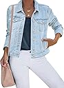 luvamia Women's Basic Button Down Stretch Fitted Long Sleeves Denim Jean Jacket