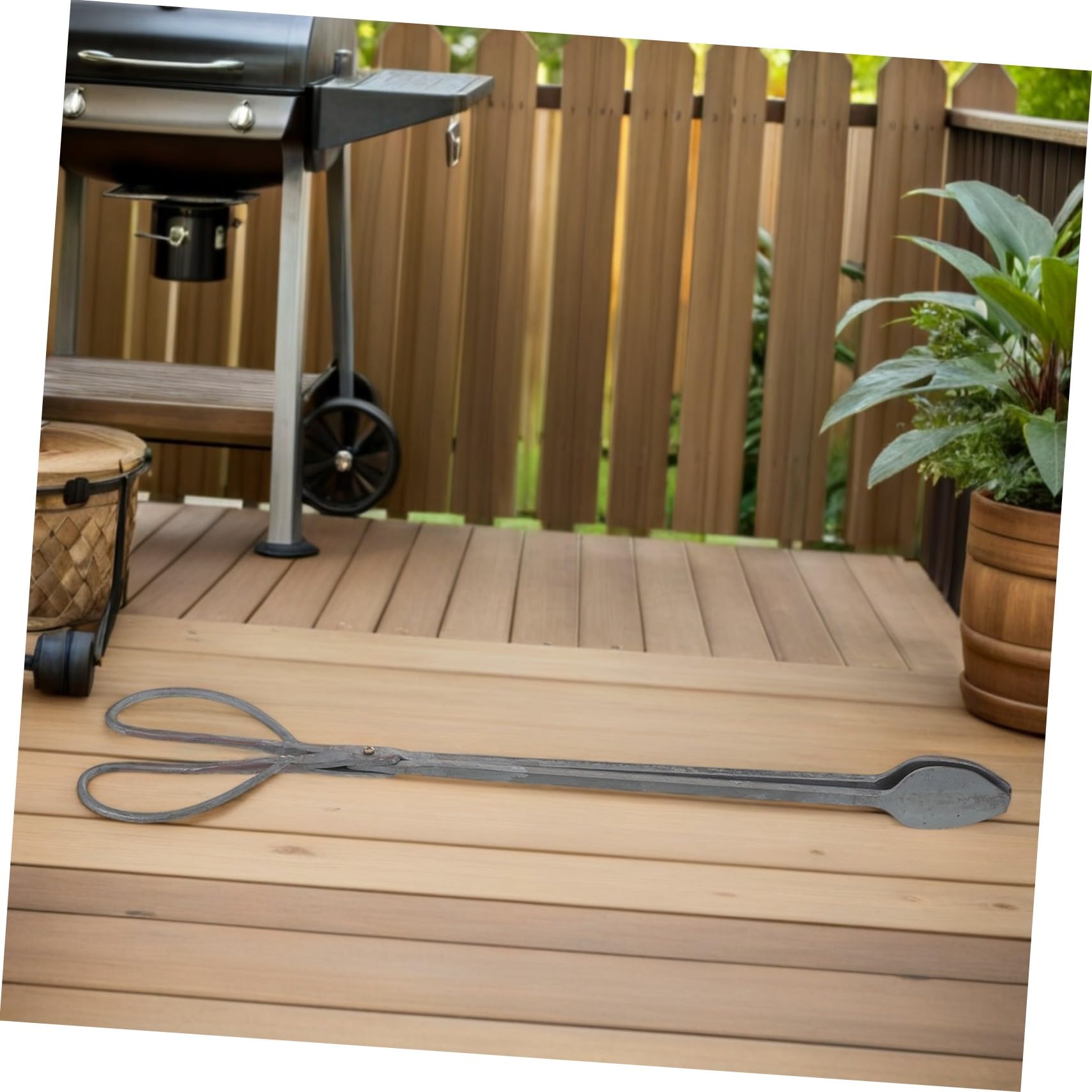 Gatuida Pinze Lunghe per Stufa in Ferro Spesso Pinze per Legna da Ardere Resistenti Accessorio per Braciere Pinza per Barbecue Esterno e Falò