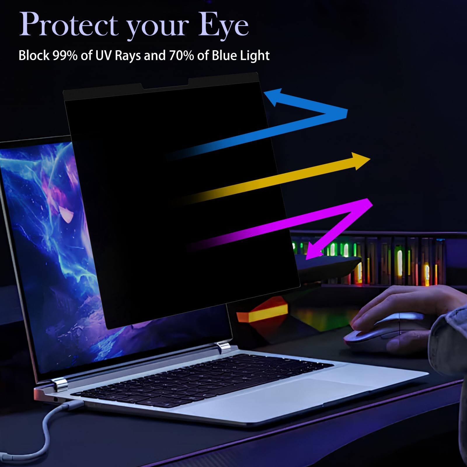 Filtro Magnetico Privacy per Laptop da 16 Pollici 16:10, Rimovibile Pellicola Schermo Protezione, Pellicola Anti Luce Blu Antiriflesso Anti Spia per HP/dell/Lenovo/Samsung/ASUS Laptop