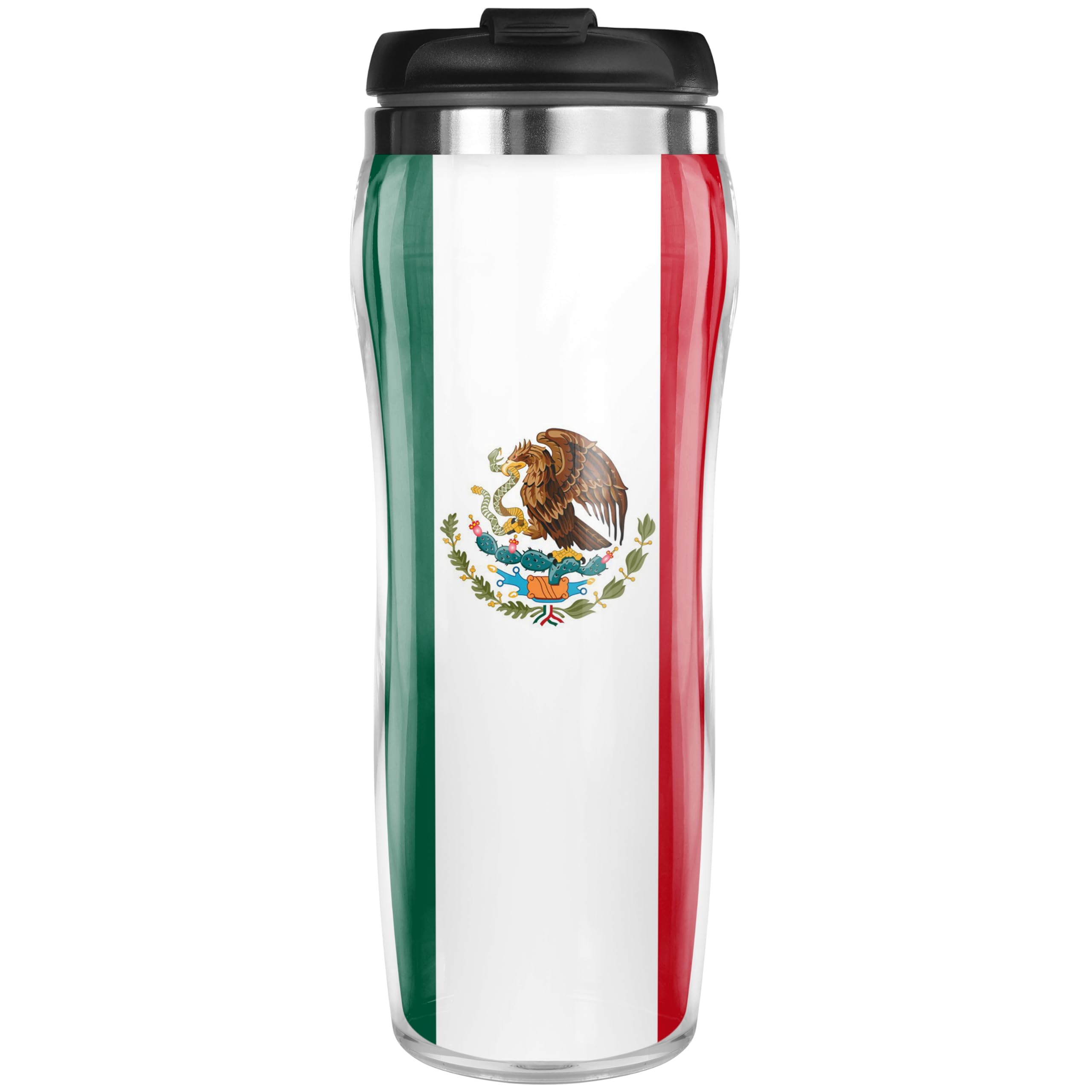 Pixly® Mexico Flag Thermal Travel Mug Coffee Tea Flask, 400ml/14oz Capacity, Mexican Country Flag