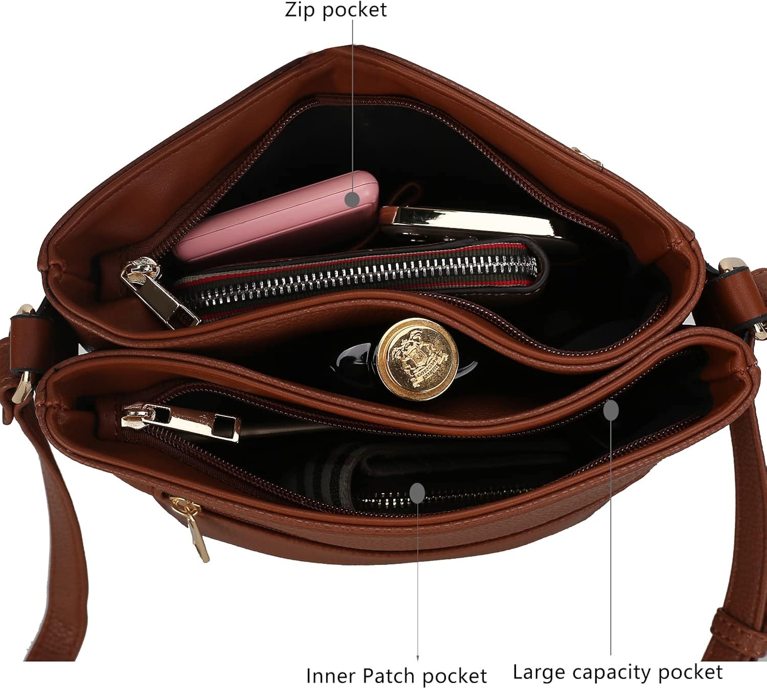 Miniatura 4 de MKF - Bolsos cruzados para mujer, correa de hombro ajustable, bolso de piel sintética, bolso cruzado lateral