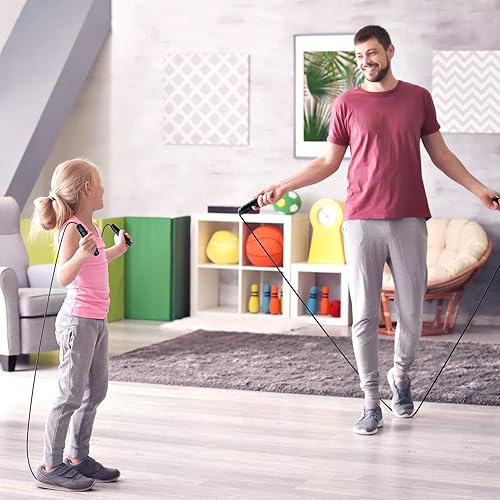 Vista 7 de Cuerda de saltar sin enredos de velocidad rápida, cable de salto con rodamientos de bolas para mujeres, hombres y niños, cuerda de saltar de acero