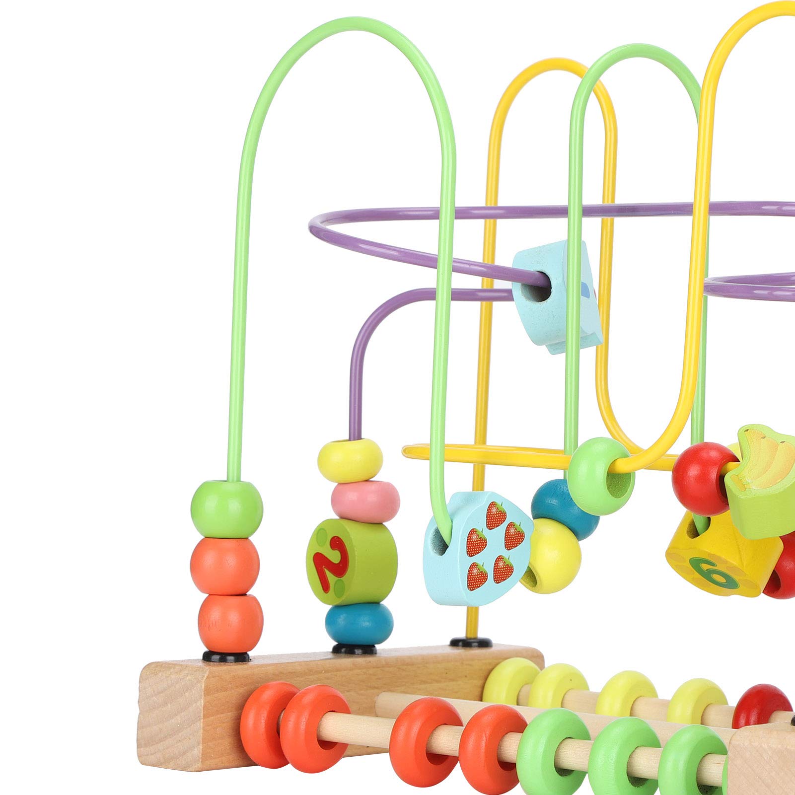 Juguete Educativo de Laberinto de Cuentas de Madera con Patrón Colorido de Transferencia de Calor para Juegos de Interior para Niños Pequeños, Material Ecológico para Aprendizaje y