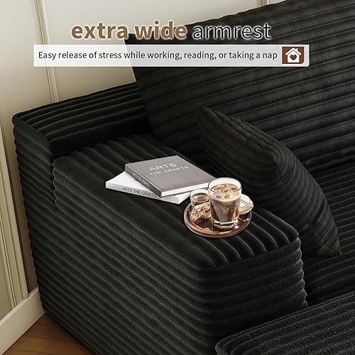 Miniatura 6 de Sofá modular Cloud de 107.5 pulgadas con 1 otomana, modernos sofás tapizados minimalistas, cómodo sofá en forma de U para sala de estar, sofá