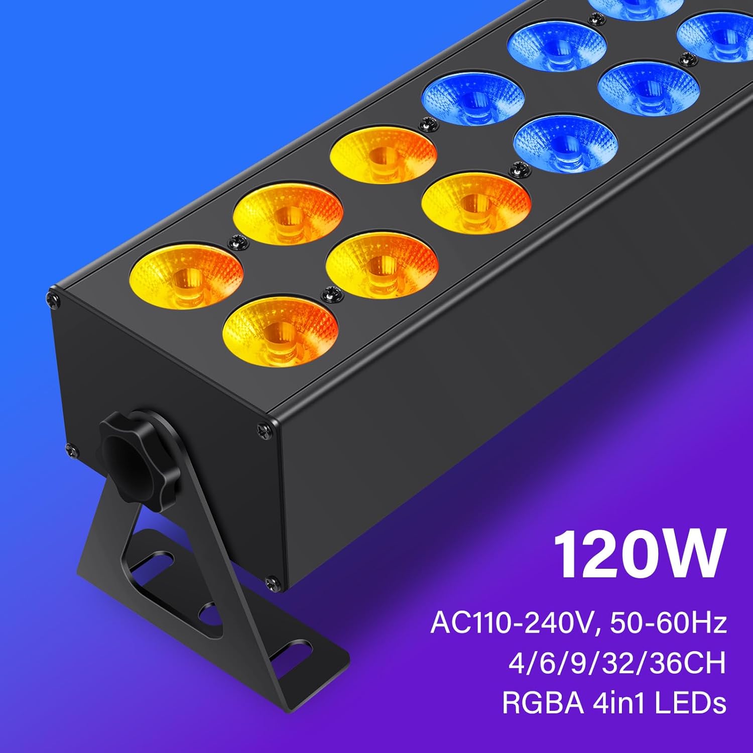 Telbum Stage Wash Light Bar DMX 120W RGBA 4IN1 48 LED DJ Lights Ultra Wide Angle Wall Washer Strip Light Bar for Wedding Church DJ Gig Live Events