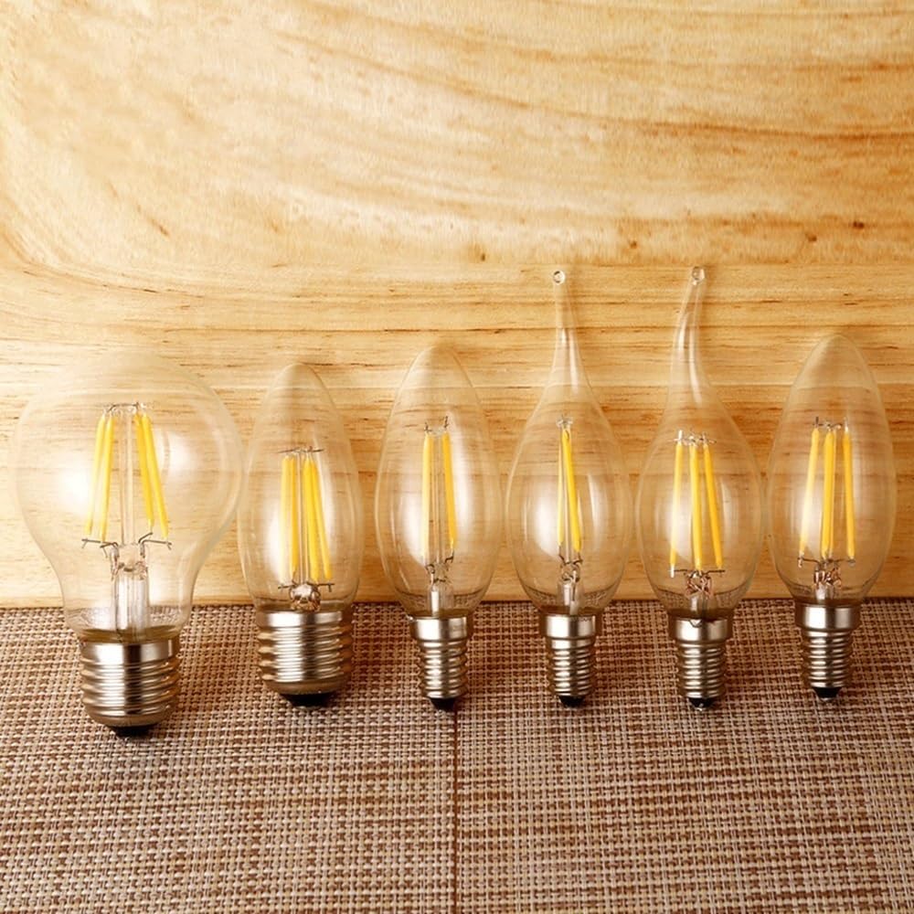 RZL Lighting, Paquete de 10, Bombilla de filamento LED AC220V E27 ST64/A60/G80/G95 lámpara Retro Edison 4W 6W 8W Bombilla Colgante Vintage(G95 E27 220V,4W)
