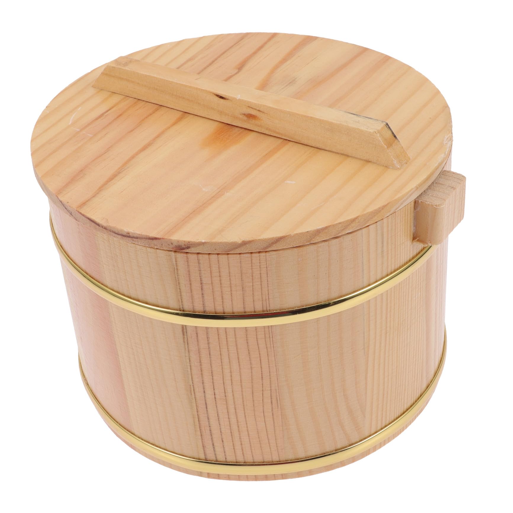 Seau à riz en bois naturel 18 cm avec doublure inox pour stockage