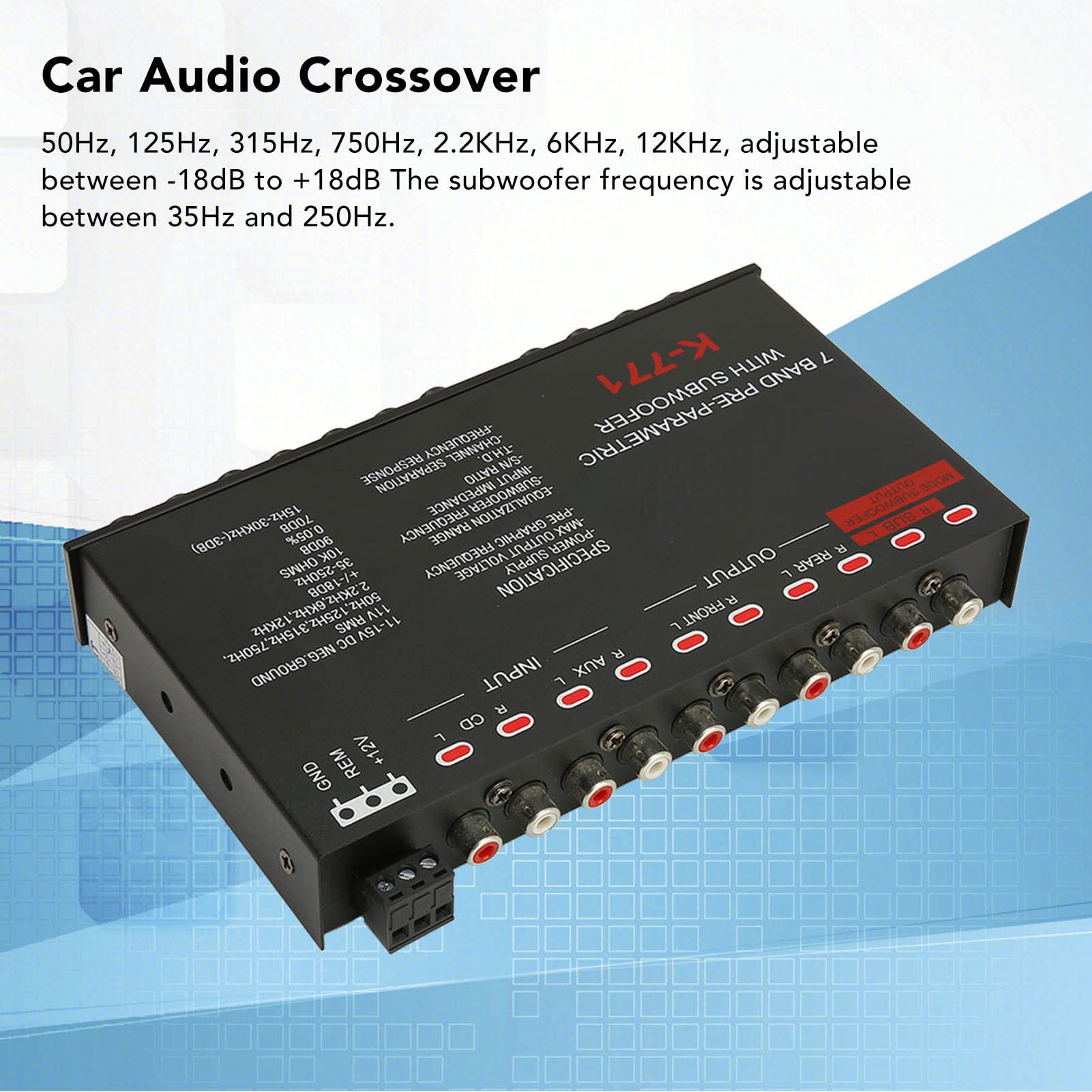 Ecualizador de Amplificador de Coche, Control de Volumen de Ecualizador de de Coche de Entrada Auxiliar de CD de 7 Bandas para RV RTV